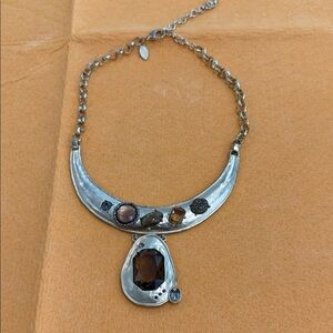 Chico’s Gold and Multi Brown Gemstone Necklace